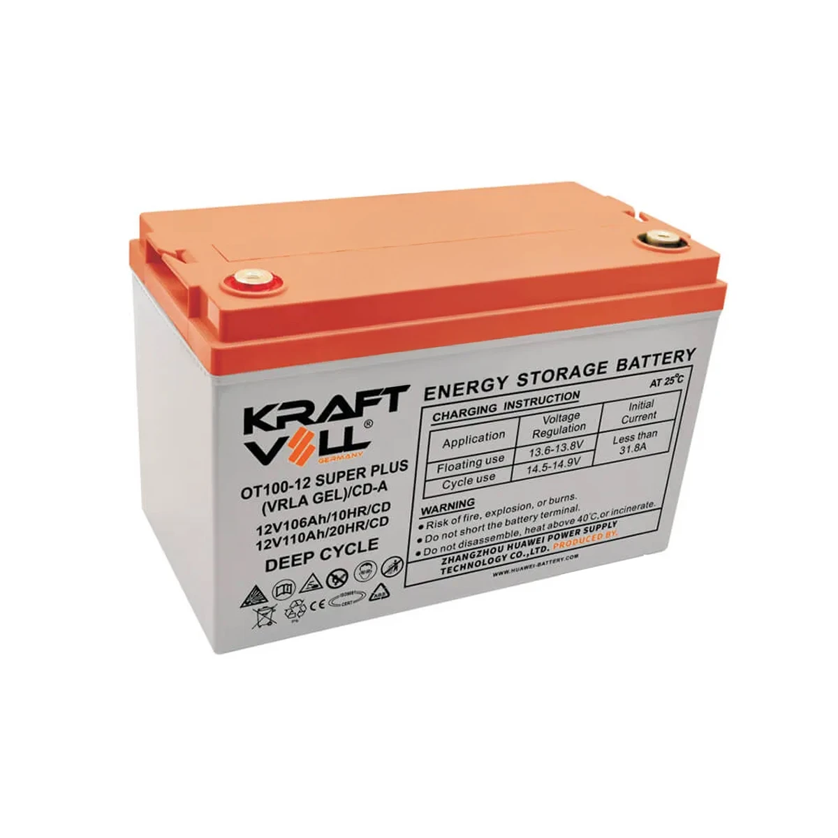 Kraftvoll 12 V 110 Ah Super Plus VRLA Gel Deep Cycle Akü