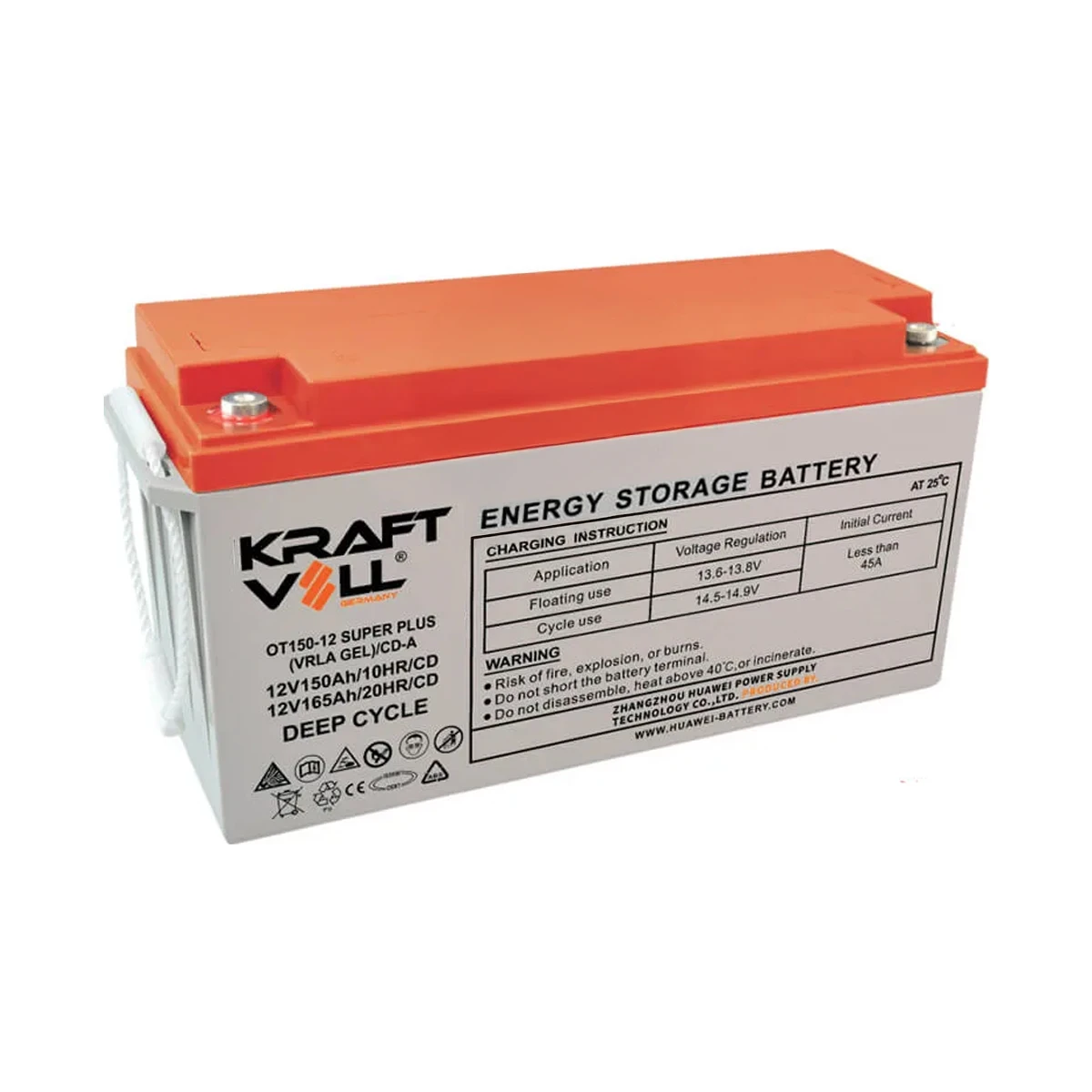 Kraftvoll 12 V 165 Ah Super Plus VRLA Gel Deep Cycle Akü